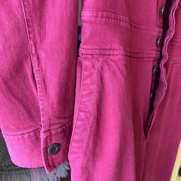 Madewell Garment Dyed Denim Slim Coverall Jumpsuit Long Sleeve Red Size 6 - Picture 9 of 9
